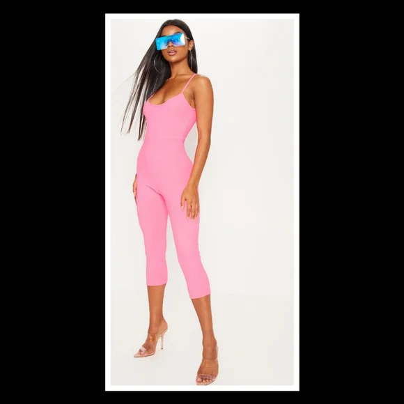 💋PRETTY LITTLE THING NEON PINK STRAPPY UNITARD!!! - Picture 2 of 10